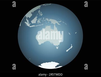 Australia (vettore). Mappa accurata di Australia, Sud Est Asiatico, nuova Zelanda. Mappato su un globo. Include nuova Guinea, Filippine, Antartide, nuovo ... Illustrazione Vettoriale