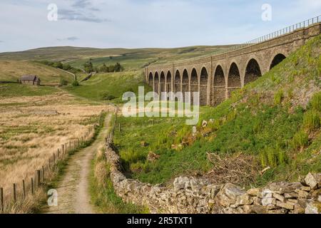 27.06.23 Garsdale Head, Cumbria, Regno Unito. Dandry Mire Viadotto è un viadotto ferroviario sulla linea Settle & Carlisle in Cumbria, è appena a nord di Garsdale Foto Stock