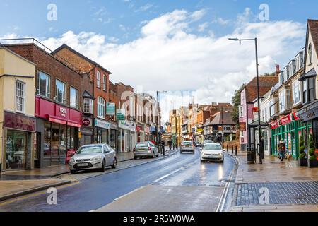 Essex, Regno Unito - Aprile 10th 2023: Vista della High Street nella città di Maldon in Essex, Regno Unito. Foto Stock