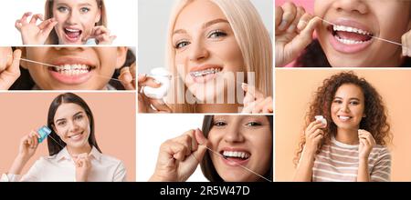 Collage con molte donne che galleggiano i denti Foto Stock