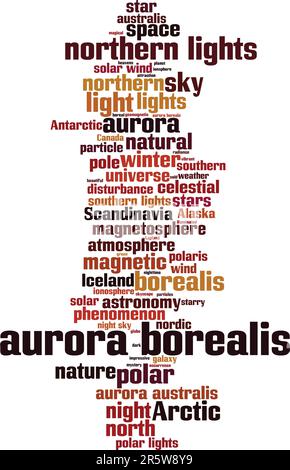 Concetto di nuvola di parole aurora borealis. Collage fatto di parole su aurora borealis. Illustrazione vettoriale Illustrazione Vettoriale