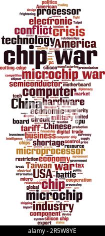 Chip war parola cloud concetto. Collage fatto di parole su chip war. Illustrazione vettoriale Illustrazione Vettoriale
