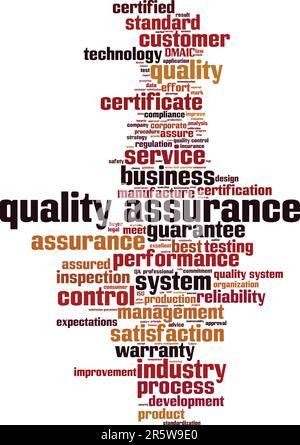 Concetto di "cloud" per il controllo della qualità. Collage fatto di parole sulla garanzia di qualità. Illustrazione vettoriale Illustrazione Vettoriale