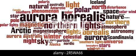 Concetto di nuvola di parole aurora borealis. Collage fatto di parole su aurora borealis. Illustrazione vettoriale Illustrazione Vettoriale