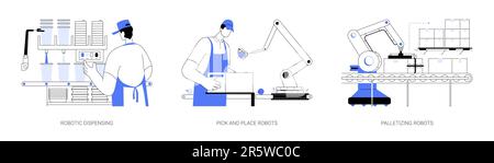 Robot industriali illustrazioni vettoriali concettuali astratte. Illustrazione Vettoriale