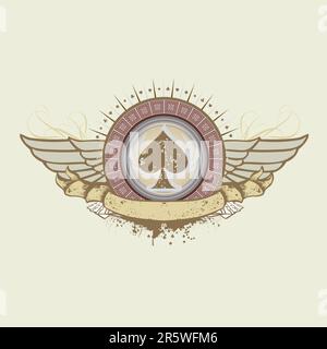 Illustrazione Vettoriale su un oggetto di gioco d'azzardo. picche suit emblema Illustrazione Vettoriale