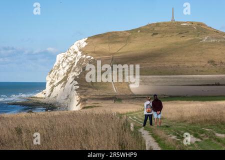 Escalles, Francia - 19 settembre 2022: Scogliere Cap Blanc-Nez vicino a Calais, in estate Foto Stock