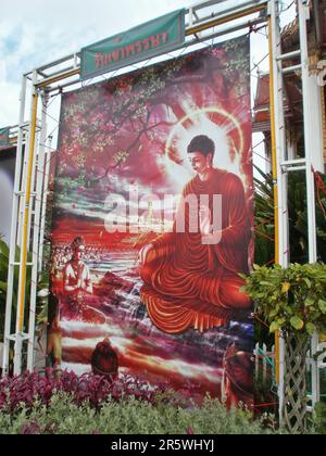 Bangkok, Thailandia - Agosto 22th 2010 : Pittura di Buddha in un tempio. Foto Stock