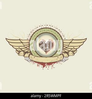 Illustrazione Vettoriale su un oggetto di gioco d'azzardo. cuori suit emblema Illustrazione Vettoriale