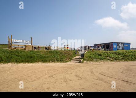 Beach bar cafe a Harlyn Bay, Cornovaglia, Inghilterra, Regno Unito Foto Stock