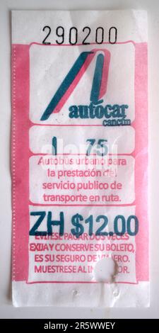 Biglietto dell'autobus Cancun Messico Foto Stock