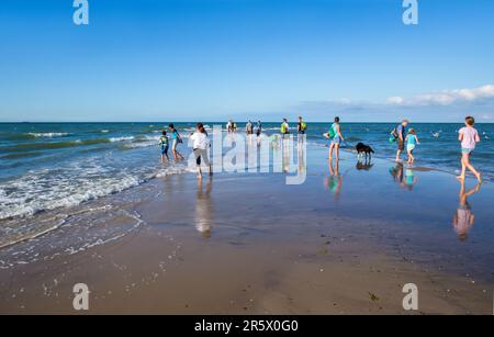 Spiaggia spectecolare di Skagen in Danimarca, dove si incontrano due mari, lo Skagerrak e il Kattegat Foto Stock