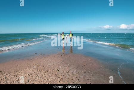 Spiaggia spectecolare di Skagen in Danimarca, dove si incontrano due mari, lo Skagerrak e il Kattegat Foto Stock