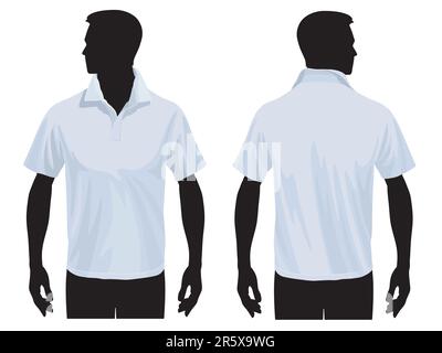 Modello di polo da uomo con silhouette umana Illustrazione Vettoriale