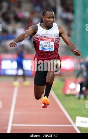 Andy Diaz Hernandez (CUB) vince il salto triplo a 58-3 (17.75m) durante il Gala d'Oro Pietro Mennea, venerdì 2 giugno 2023, a Firenze, Italia. (Jiro Mochizuki/immagine dello sport) Foto Stock