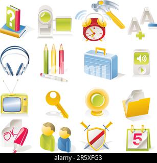 Set di icone colorate e luminose Illustrazione Vettoriale