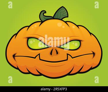 Spooky vettore zucca di Halloween testa monster disegnate in un divertente stile cartoon. Illustrazione Vettoriale