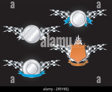 Emblemi in argento e modelli vuoti Insignia Illustrazione Vettoriale