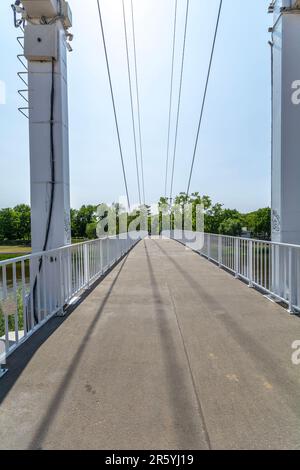 Porto nella città di Sieradz sul fiume Warta, Polonia. Foto Stock