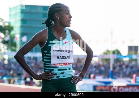 HENGELO, PAESI BASSI - GIUGNO 4: SIFAN Hassan dei Paesi Bassi durante i Giochi FBK 2023 in competizione con le 1500m Donne il 4 Giugno 2023 a Hengelo, Paesi Bassi (Foto di Andre Weening/Orange Pictures) Foto Stock