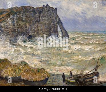 Claude Monet, Rough Sea a Etretat, pittura di paesaggio in olio su tela, 1883 Foto Stock