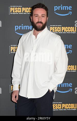 Roma, Italia. 06th giugno, 2023. Francesco Ebasta partecipa alla videoserie televisiva prime 'Pesci piccoli' al Cinema Barberini. (Foto di Mario Cartelli/SOPA Images/Sipa USA) Credit: Sipa USA/Alamy Live News Foto Stock