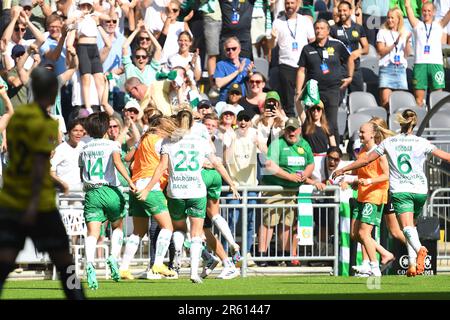 Stoccolma, Svezia. 06th giugno, 2023. Stoccolma, Svezia, 6th 2023 giugno: Hammarby festeggia il suo gol nella finale della Coppa svedese il 6th 2023 giugno tra Hammarby IF e BK Hacken alla Tele2 Arena di Stoccolma, Svezia (Peter Sonander/SPP) Credit: SPP Sport Press Photo. /Alamy Live News Foto Stock