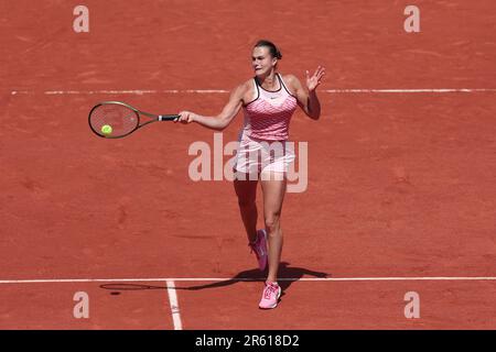 Parigi, Francia. 06th giugno, 2023. PARIGI, Francia, 6. 2023 giugno; Aryna Sabalenka durante la finale del quartiere delle Donne Singles contro Elina Svitolina durante il giorno 10 del French Open al Roland Garros il 6 giugno 2023 a Parigi, Francia. Copyright © Fabien BOUKLA/ATP images (BOUKLA Fabien/ATP/SPP) Credit: SPP Sport Press Photo. /Alamy Live News Foto Stock