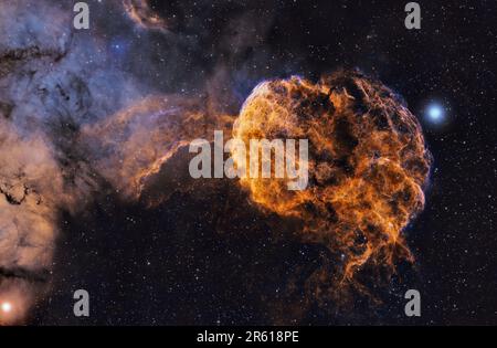 Astrofotografia ad alta risoluzione del Jellyfish Nebula IC 443 nella costellazione Gemini Foto Stock