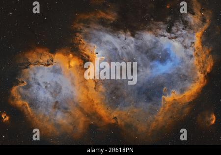 Astrofotografia ad alta risoluzione del Soul Nebula IC 1848 nella costellazione della Cassiopea Foto Stock