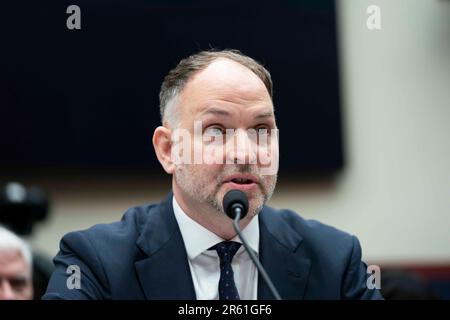 Washington, Stati Uniti. 06th giugno, 2023. Stephen Gardner, Chief Executive Officer della Amtrak, parla durante un'audizione della House Committee on Transportation and Infrastructure SubCommittee sulle ferrovie, i gasdotti e i materiali pericolosi negli Stati Uniti Campidoglio a Washington, DC martedì 6 giugno 2023. Foto di Bonnie Cash/UPI Credit: UPI/Alamy Live News Foto Stock