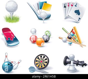 Set di icone dei cartoni animati estremamente dettagliate Illustrazione Vettoriale