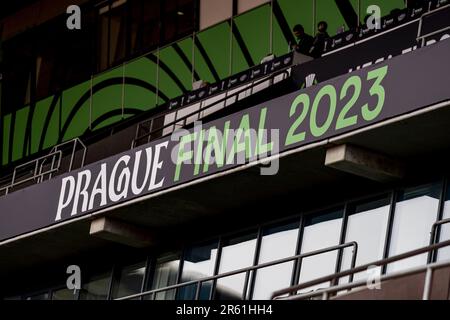 Praga, Repubblica Ceca. 06th giugno, 2023. La Fortuna Arena è pronta per la finale della UEFA Europa Conference League tra Fiorentina e West Ham United a Praga. Credit: Gonzales Photo/Alamy Live News Foto Stock