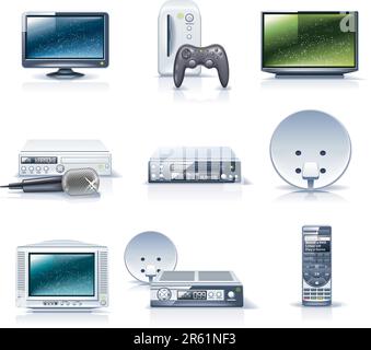 Set of the detailed domestic appliances icons Stock Vector