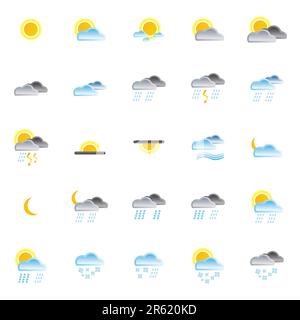 Icone natura e Meteo - Set di icone vettoriali Illustrazione Vettoriale