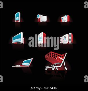 icone impostate. Solo sfumature semplici - nessuna mesh sfumata. Illustrazione Vettoriale