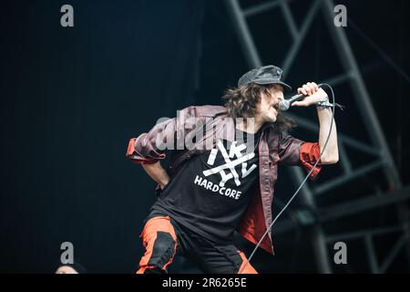 gogol bordello suona dal vivo al festival di slam dunk a nord di leeds uk, 28th maggio 2023, Foto Stock