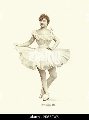 Illustrazione vintage dopo una fotografia di Mademoiselle Mante III un ballerino tardo vittoriano balletto in costume, 19th ° secolo Foto Stock