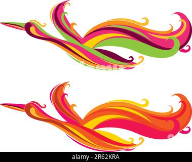 due colori, funky, leggendario phoenix bird. Illustrazione Vettoriale