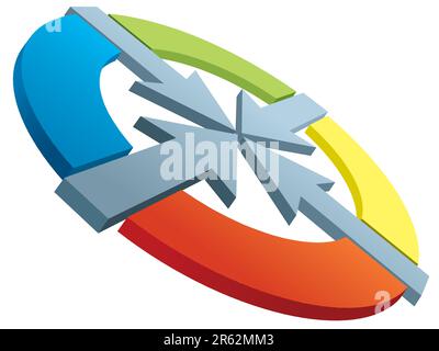 Cerchio colorato con frecce isolate su sfondo bianco Illustrazione Vettoriale