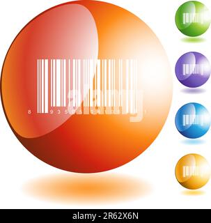 Pulsante Web icona codice a barre isolato su sfondo. Illustrazione Vettoriale