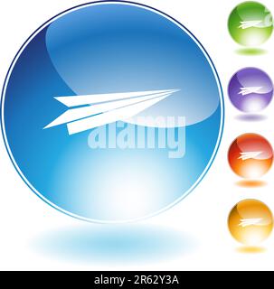 Aeroplano di carta isolato su uno sfondo bianco. Illustrazione Vettoriale