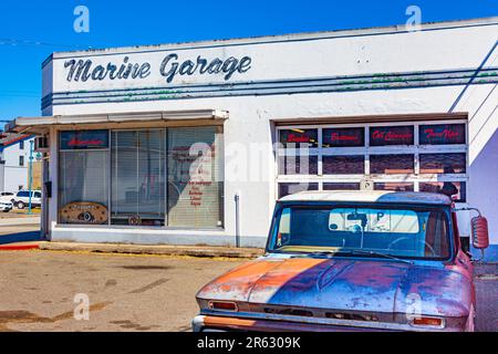 Garage Heritage e stazione di servizio a Steveston Village British Columbia Canada Foto Stock