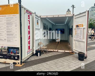 New York City, Stati Uniti. 6th giugno, 2023. La vista della mostra NYC Undercover al Photoville sotto il Ponte di Brooklyn a New York City. Credit: Ryan Rahman/Alamy Live News Foto Stock