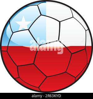 Bandiera del Cile completamente modificabile sul pallone da calcio Illustrazione Vettoriale