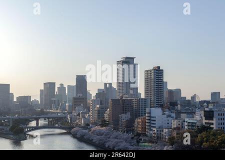 Osaka al tramonto Foto Stock