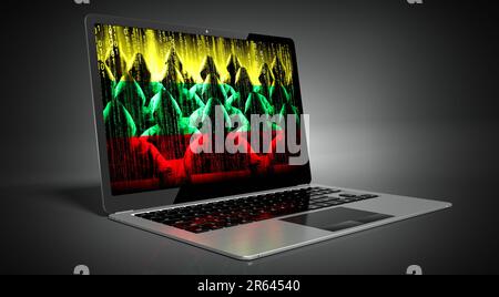 Lituania - bandiera del paese e hacker sullo schermo del computer portatile - concetto di attacco informatico Foto Stock