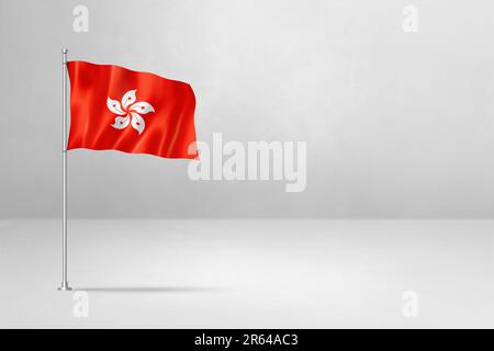 Bandiera di Hong Kong, illustrazione del 3D, isolata su sfondo bianco in cemento Foto Stock