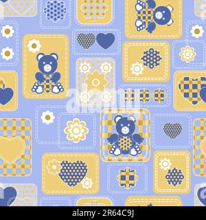 Senza cuciture da cuori e orsi (può essere ripetuto e scalato in qualsiasi dimensione) Illustrazione Vettoriale