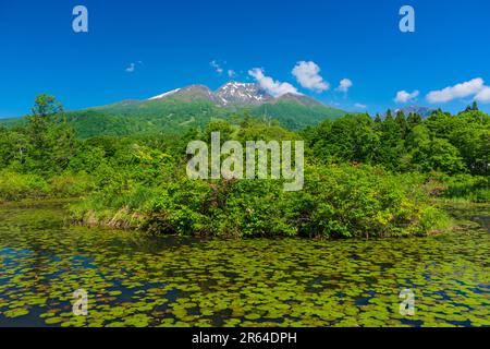 Imori stagno e Monte Myokosan Foto Stock